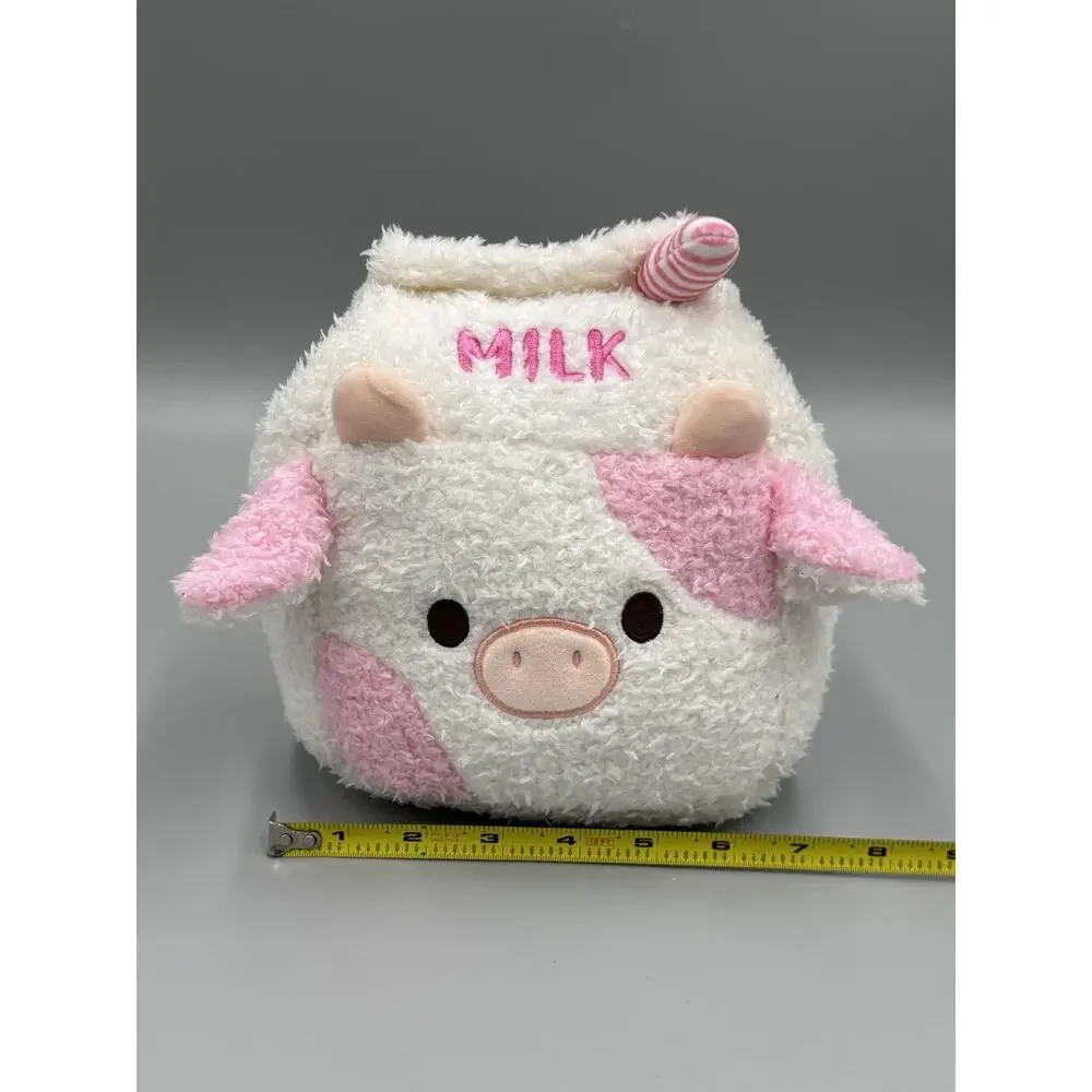 Smoochy Pals Cow Milk Carton Plush 8” Stuffed Toy Pink White